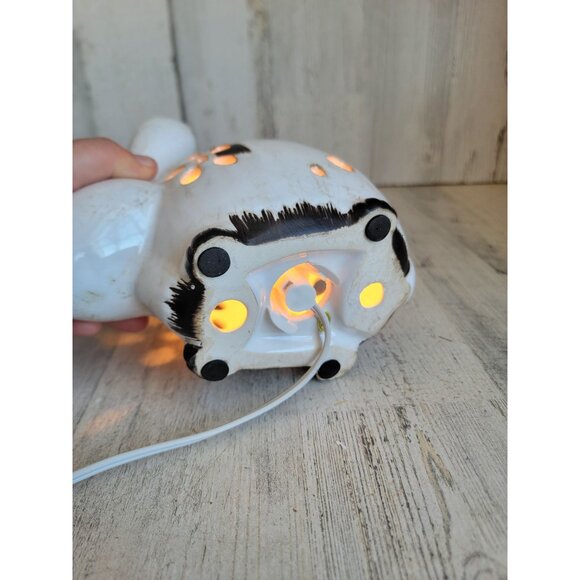 Rustic white light up flower bunnies ceramic home decor‎ spring Easter - Picture 6 of 8